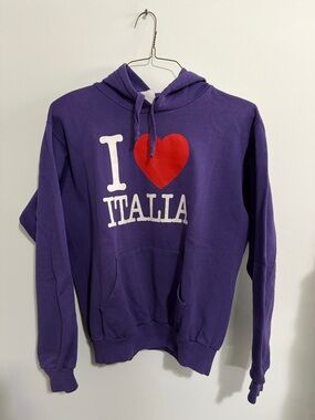 Purple 'I ♥ ITALIA' Graphic Hoodie